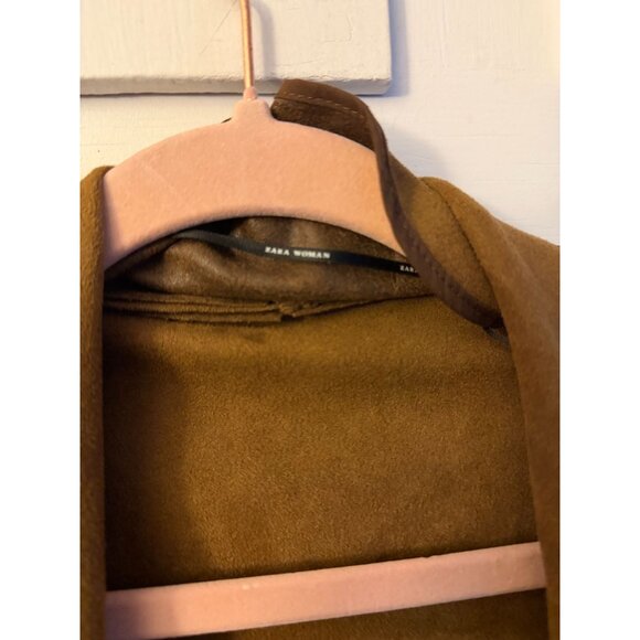 zara woman suede tan leather moto jacket super soft sz medium - Picture 2 of 5